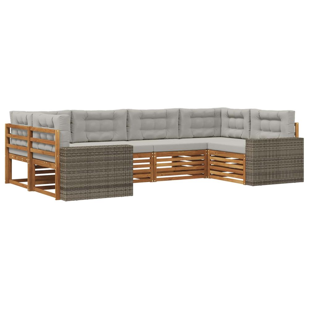 Ensemble de canapés d'extérieur 6 pc naturel et gris clair