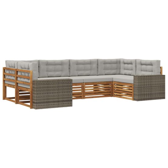 Ensemble de canapés d'extérieur 6 pc naturel et gris clair