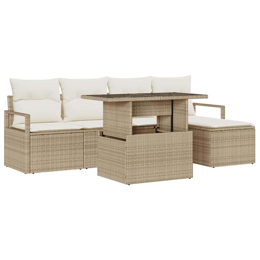 Ensemble de canapé de jardin 6 pc beige et crème polyrotin