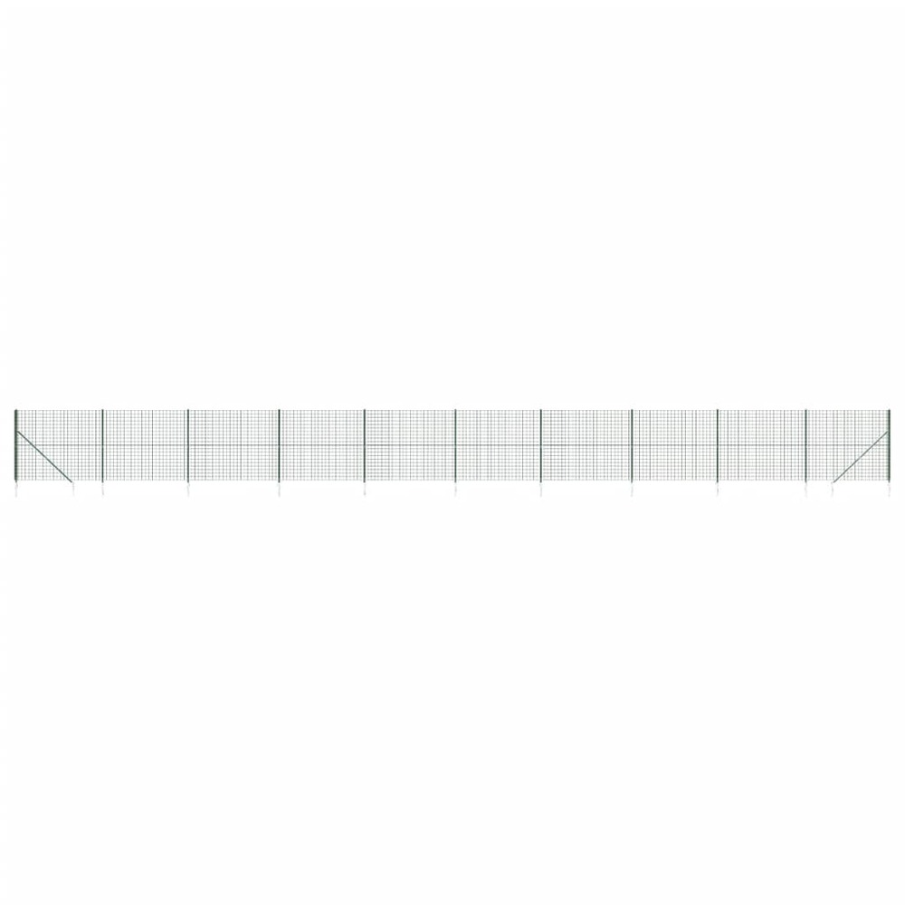 Clôture en treillis métallique et piquet d'ancrage vert 2x25 m
