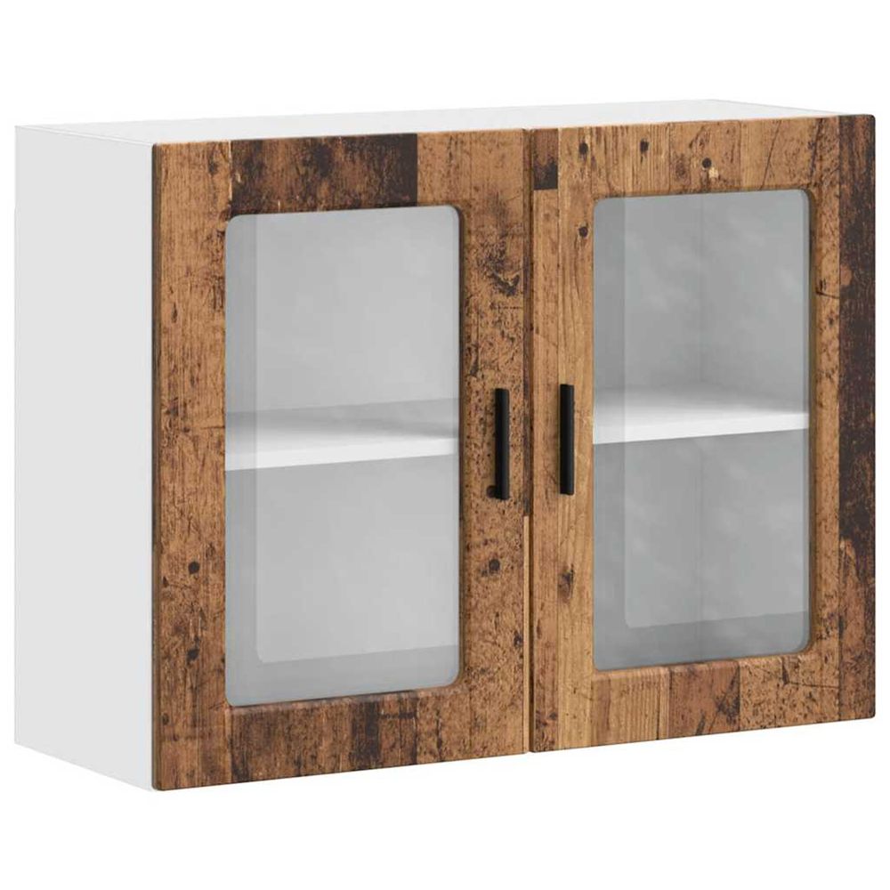 Armoire murale de cuisine avec porte en verre porto vieux bois