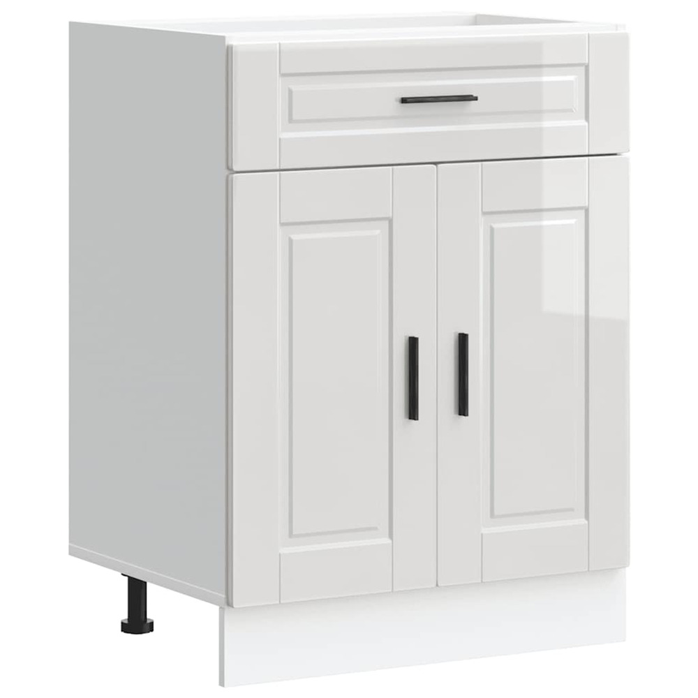 Armoire de cuisine porto blanc brillant bois ingénierie