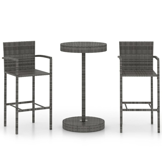 Ensemble de bar de jardin 3 pcs résine tressée gris