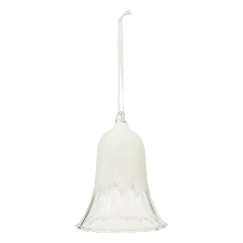 Décoration de sapin verre cloche pailletée blanc 10cm