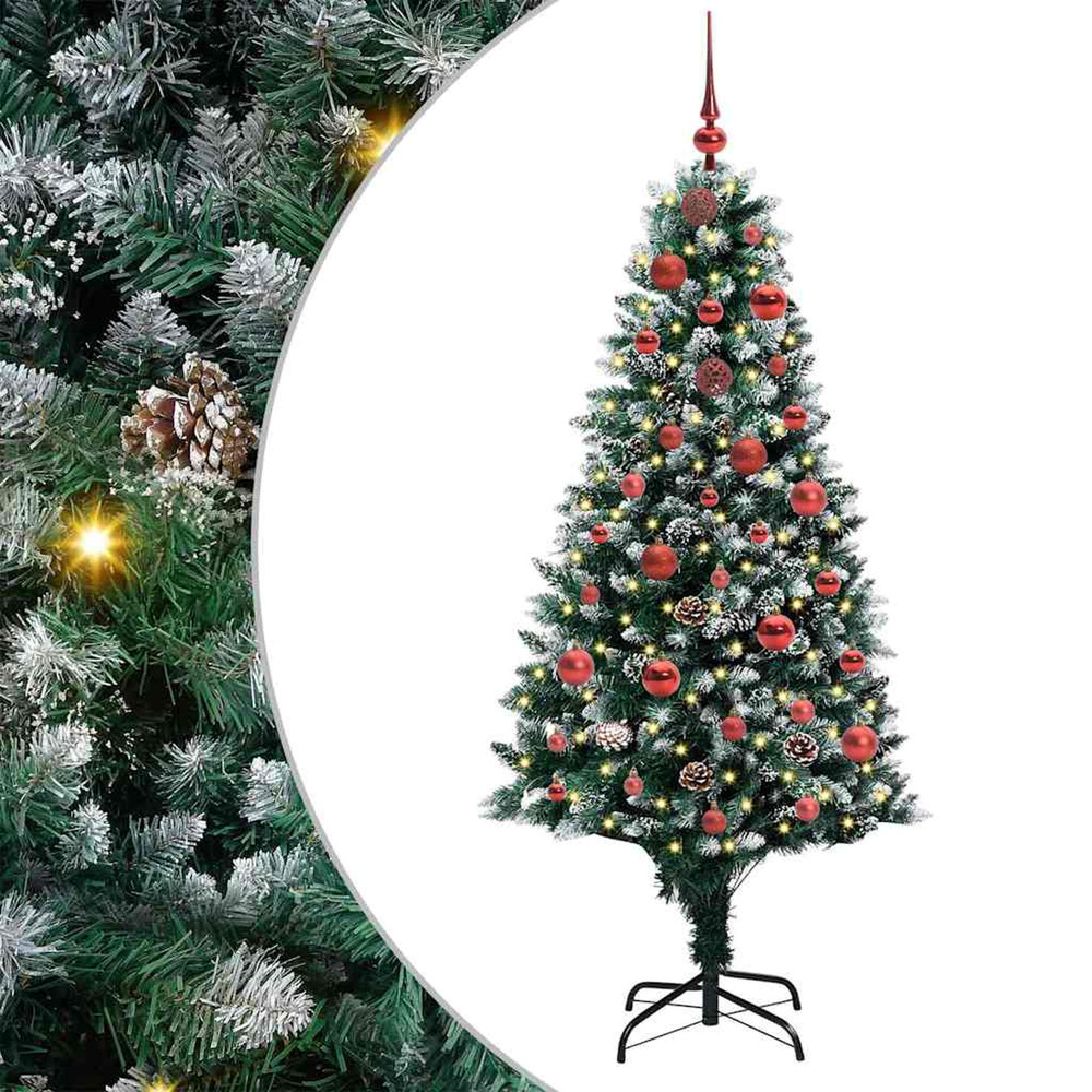 Sapin de noël artificiel vert 150 cm pvc, acier et plastique