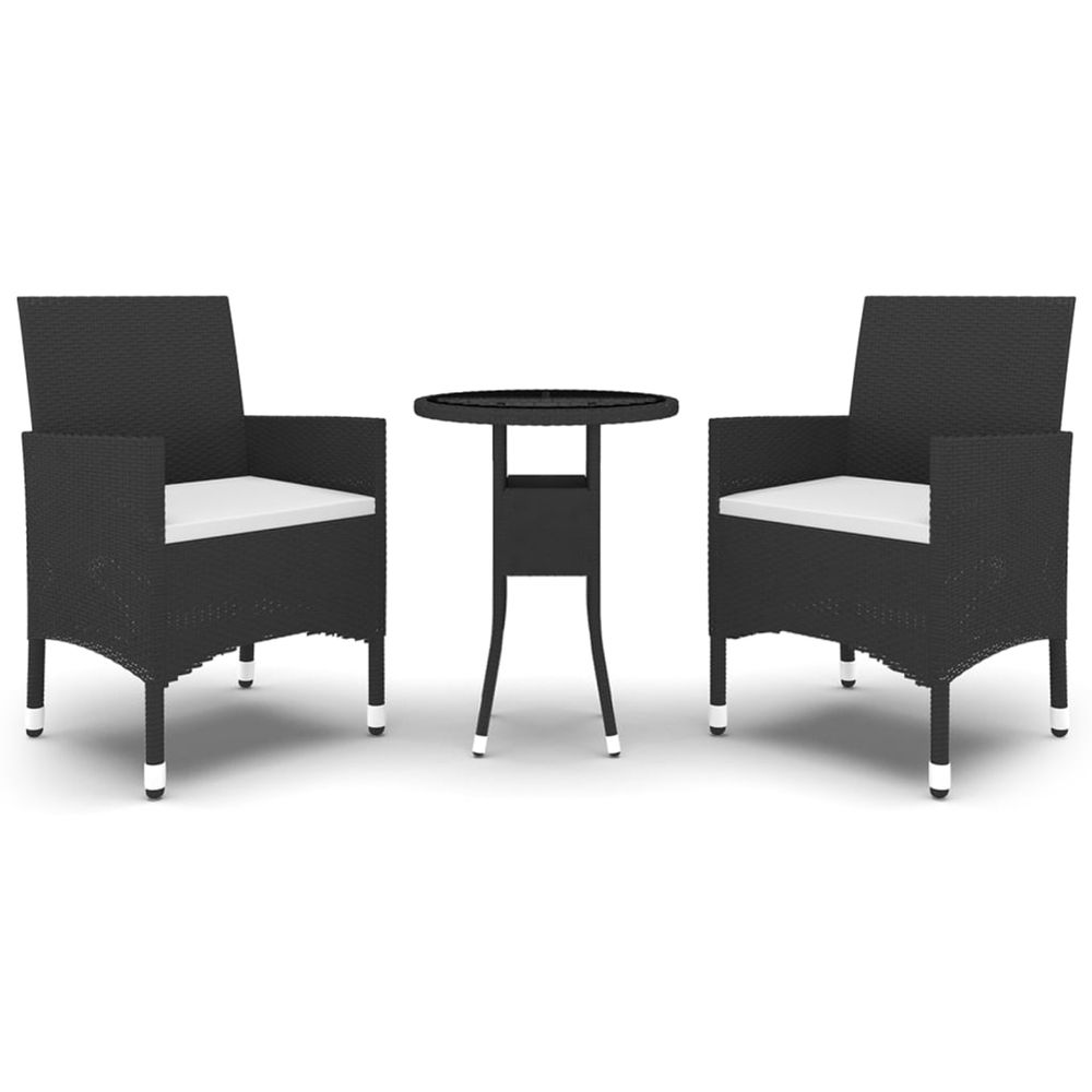 Ensemble à manger de jardin 3 pcs résine tressée noir