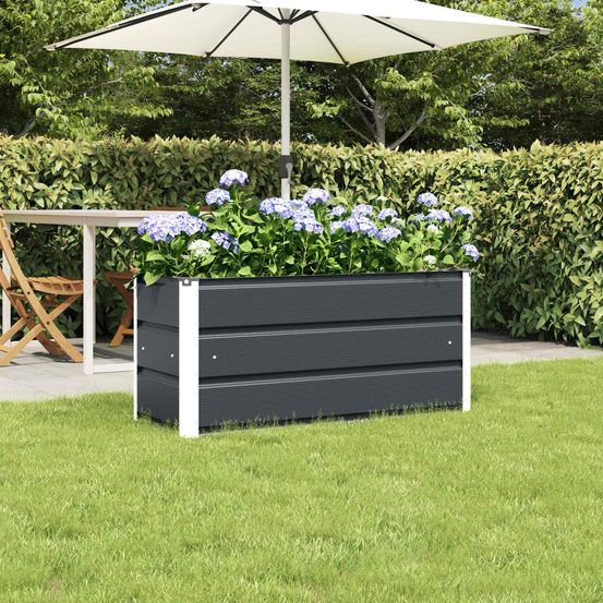 Jardinière rectangulaire acier jardin terrasse bac à fleurs moderne 100x40x45 cm anthracite