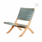 Lot de 2 fauteuils de jardin matera en bois d'acacia blanchi 100% fsc et corde verte