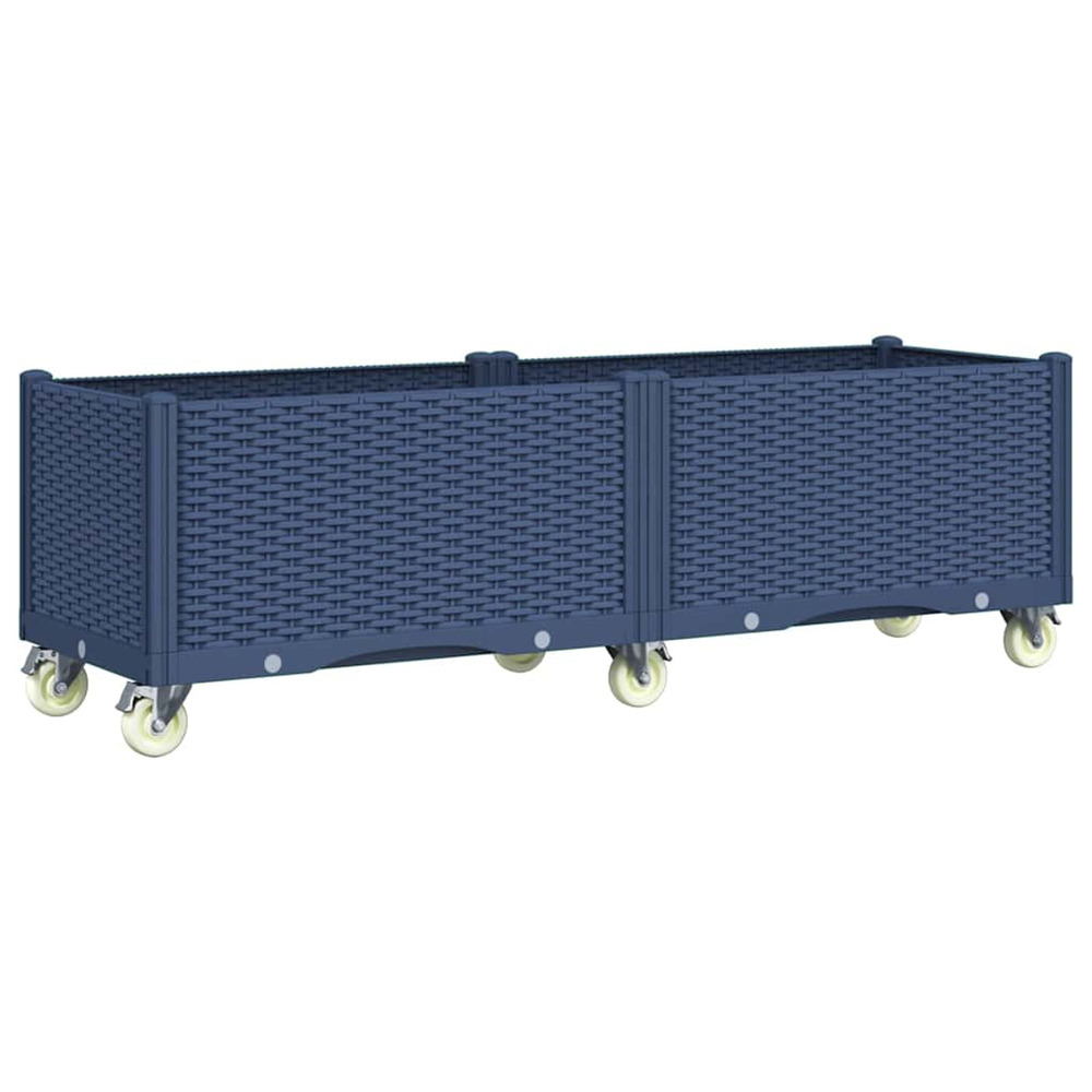 Jardinière d'extérieur à roulettes bleu gris 160x50x54 cm pp