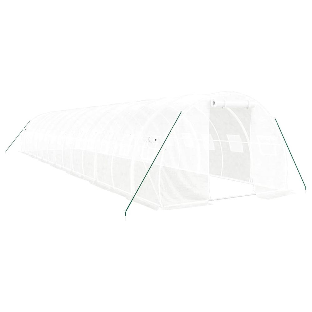 Serre avec cadre en acier blanc 42 m² 14x3x2 m