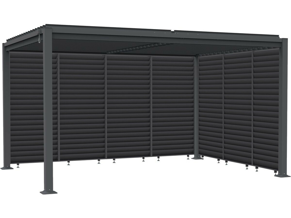 Pergola bioclimatique avec 7 persiennes en acier galvanisé howard - 3 x 4 m - gris