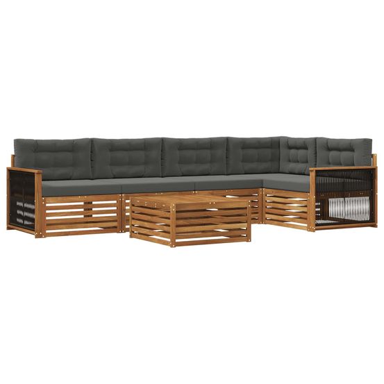 Ensemble de canapés d'extérieur 6 pc naturel et anthracite