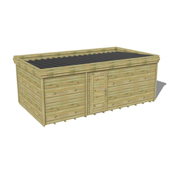 Abri de jardin bois pin traité autoclave 27mm - 6,395x3,44m / 22m2 - bac acier - plancher bois