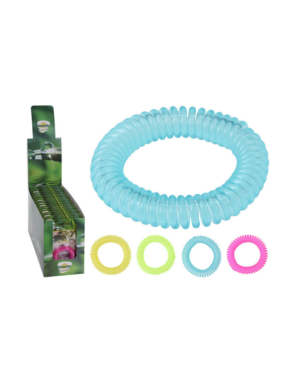 12 bracelet spirale anti-moustiques avec citronnelle. Ø6cm couleurs assorties