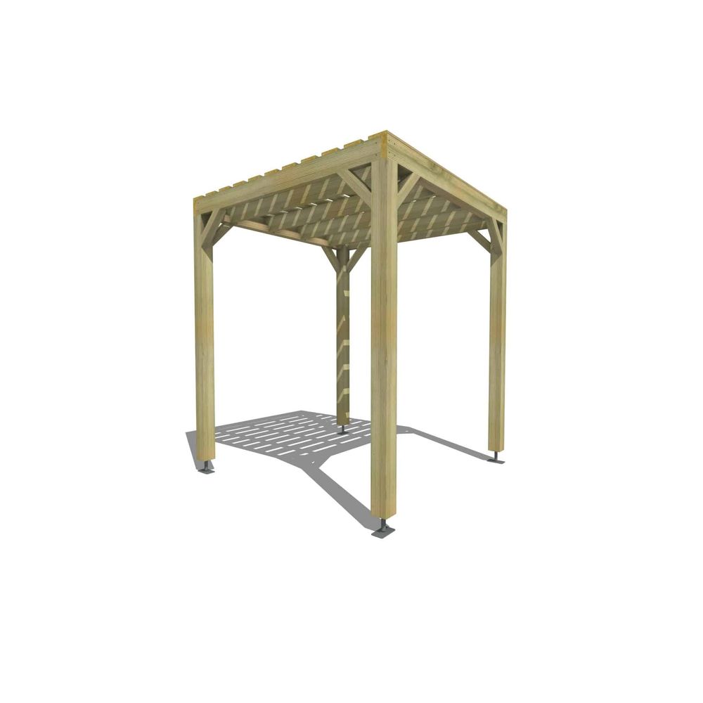 Pergola bois • 2m x 2m • indépendante • sens profondeur • platelage bois • livraison comprise