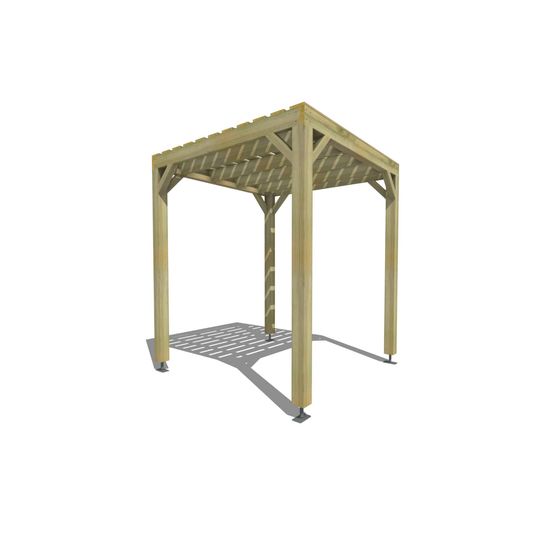 Pergola bois • 2m x 2m • indépendante • sens profondeur • platelage bois • livraison comprise