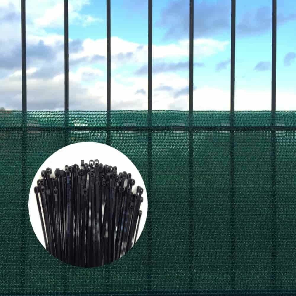 Réseau de protection contre le vent et les regards, y compris le matériel de fixation, largeur de 1,5 m x 25 mètres de serre-câbles