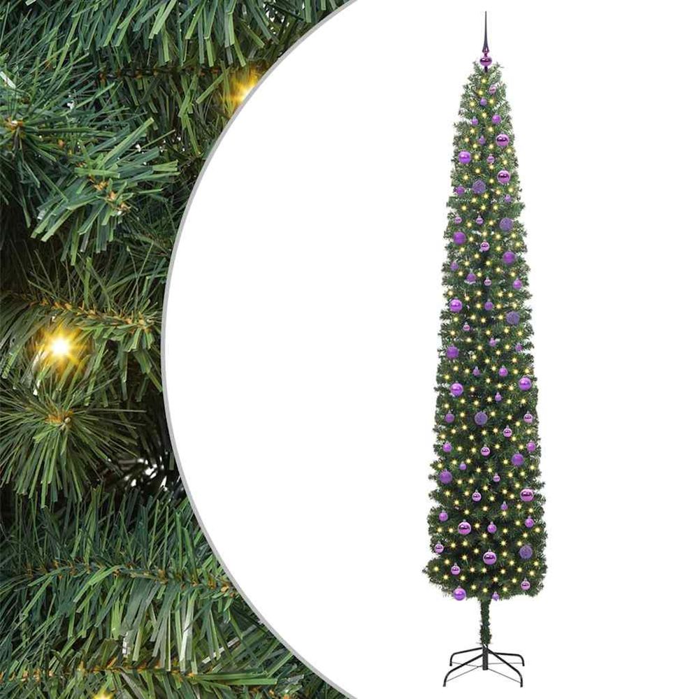 Sapin de noël artificiel vert 270 cm pvc et acier et plastique