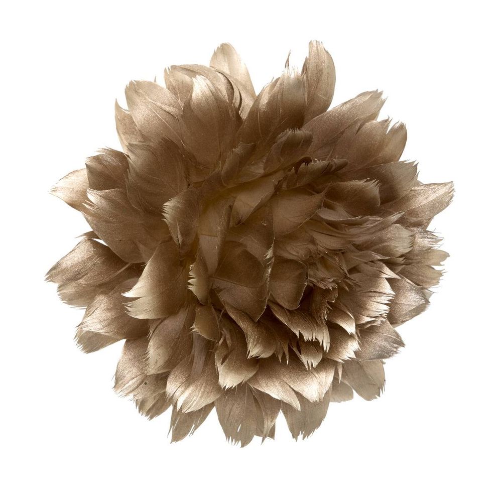 Suspension de sapin fleur en plumes métallisées 12 cm