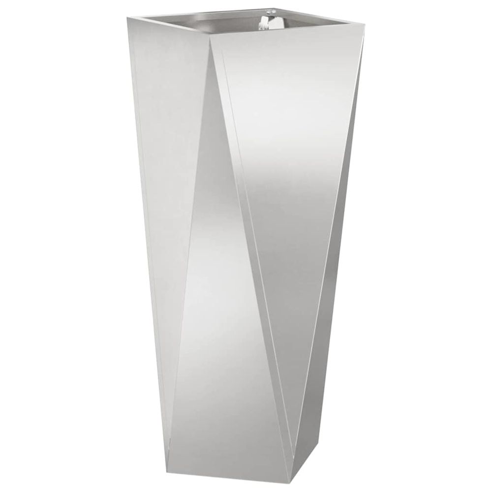 Jardinière argent 30 x 30 x 75 cm acier inoxydable