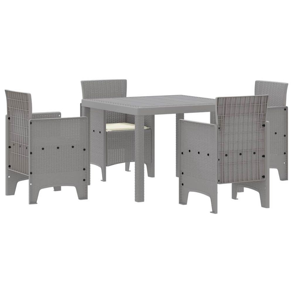 Ensemble de salle à manger pour jardin 5 pc gris clair