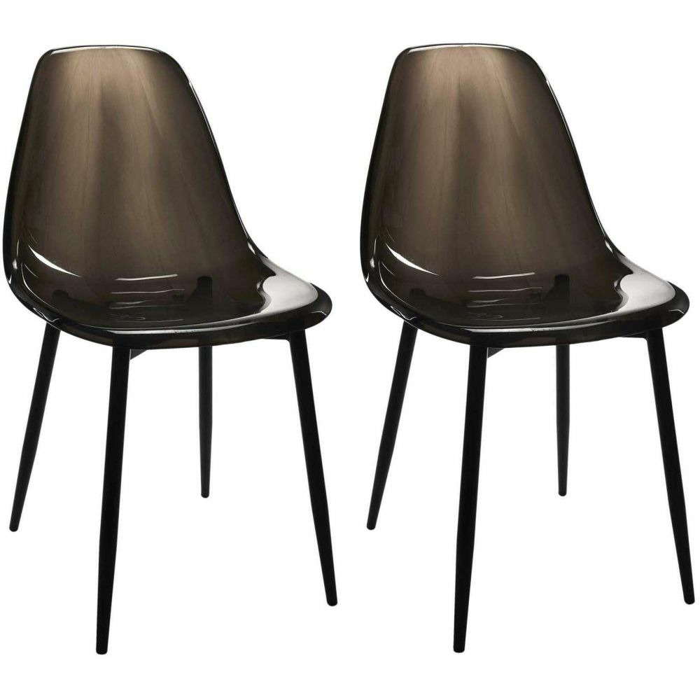 Chaise transparente pieds en métal (lot de 2)