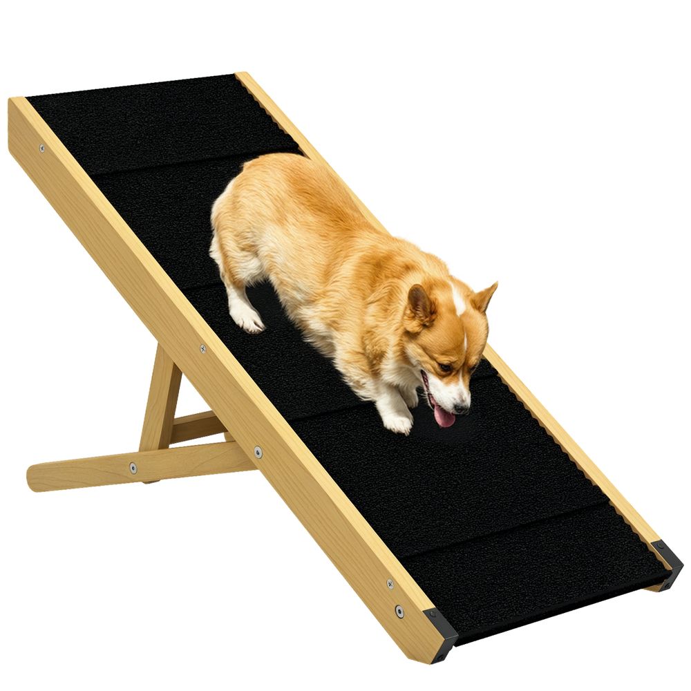 Rampe pour chien en bois de pin pour canapé et lit hauteur réglable pliable naturel et noir