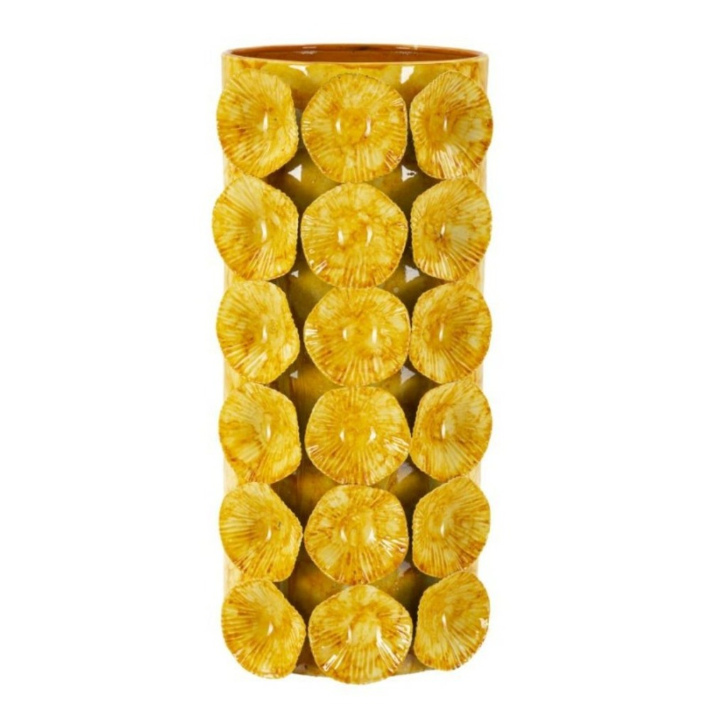 Vase coquillage en métal jaune 16x15x33