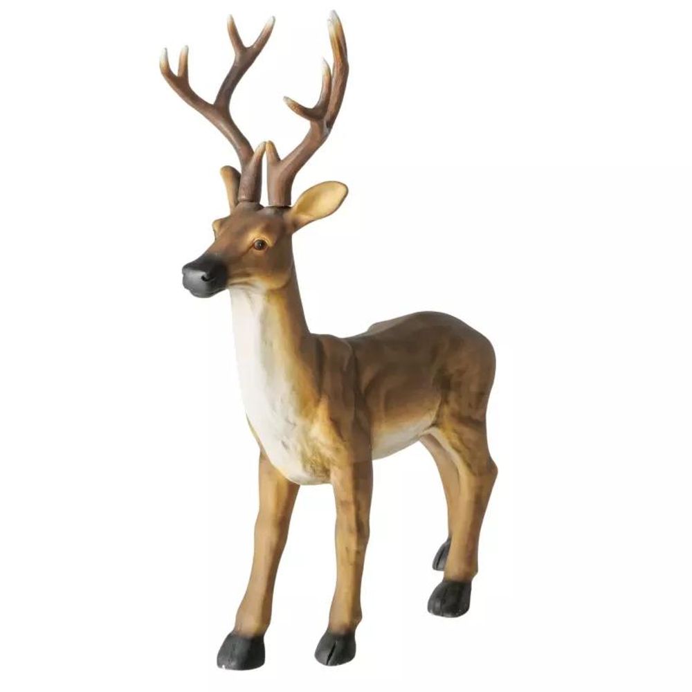 Cerf hermann boltze h 103 cm en argile marron – grande décoration de noël réaliste