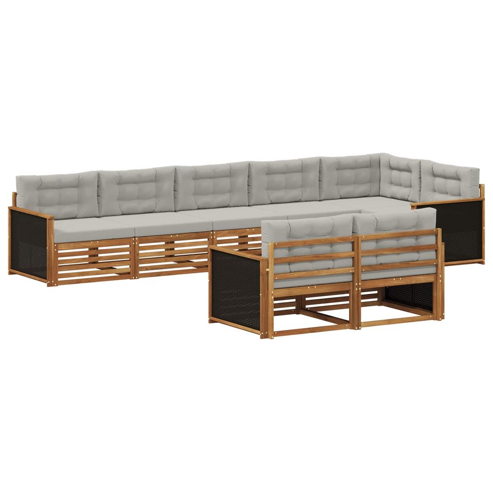 Ensemble de canapés d'extérieur 8 pc naturel et gris clair