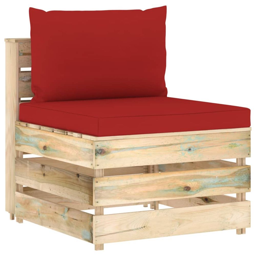 Canapé central sectionnel avec coussins bois imprégné de vert