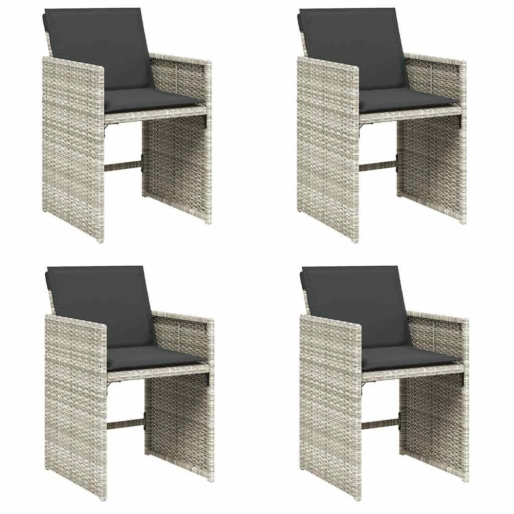 Chaises de jardin avec coussins lot de 4 gris clair poly rotin
