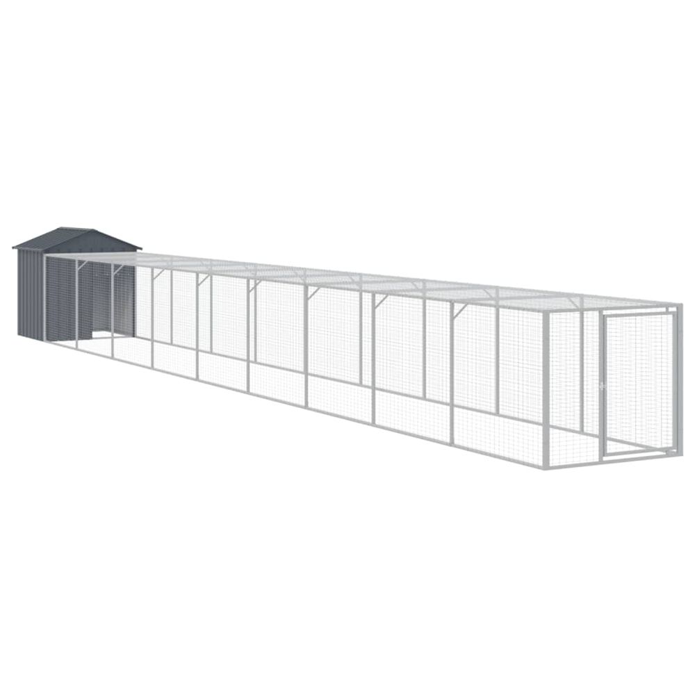Poulailler avec cour anthracite 117x1017x123 cm acier galvanisé