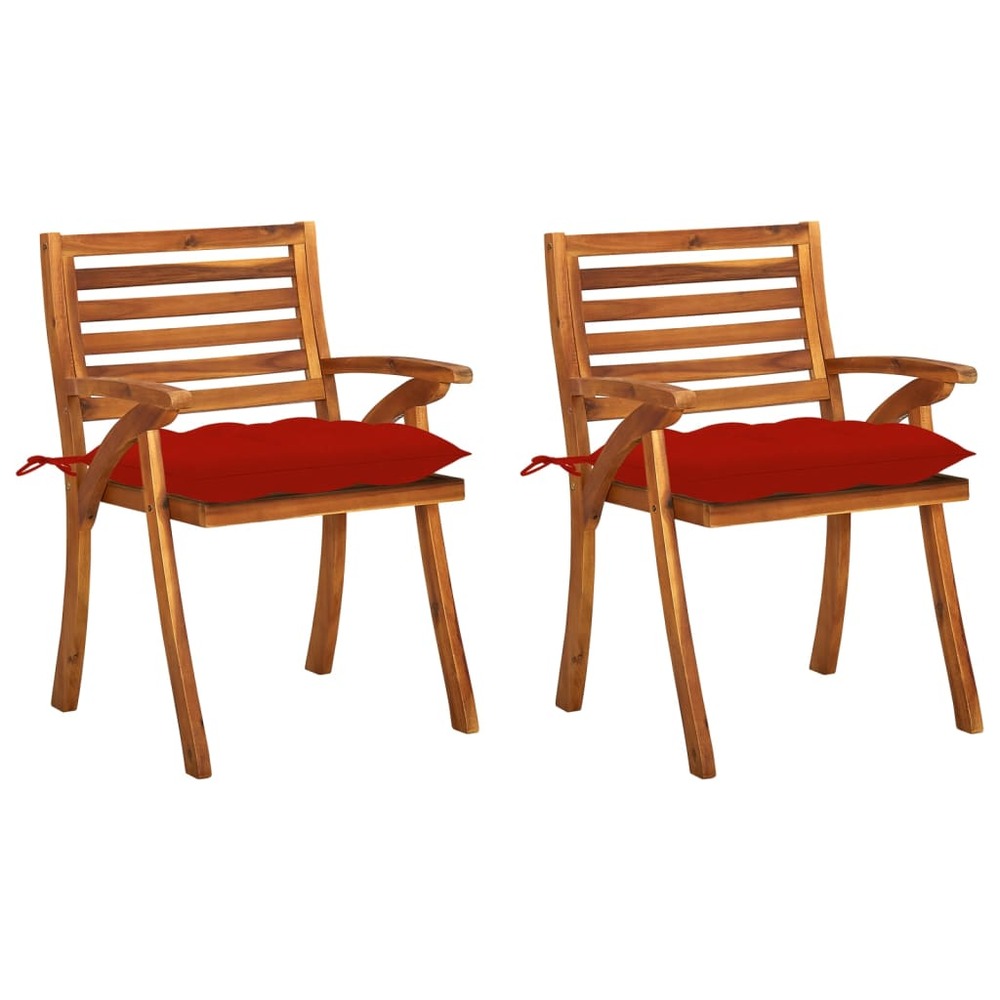 Chaises à manger de jardin avec coussins lot de 2 acacia massif