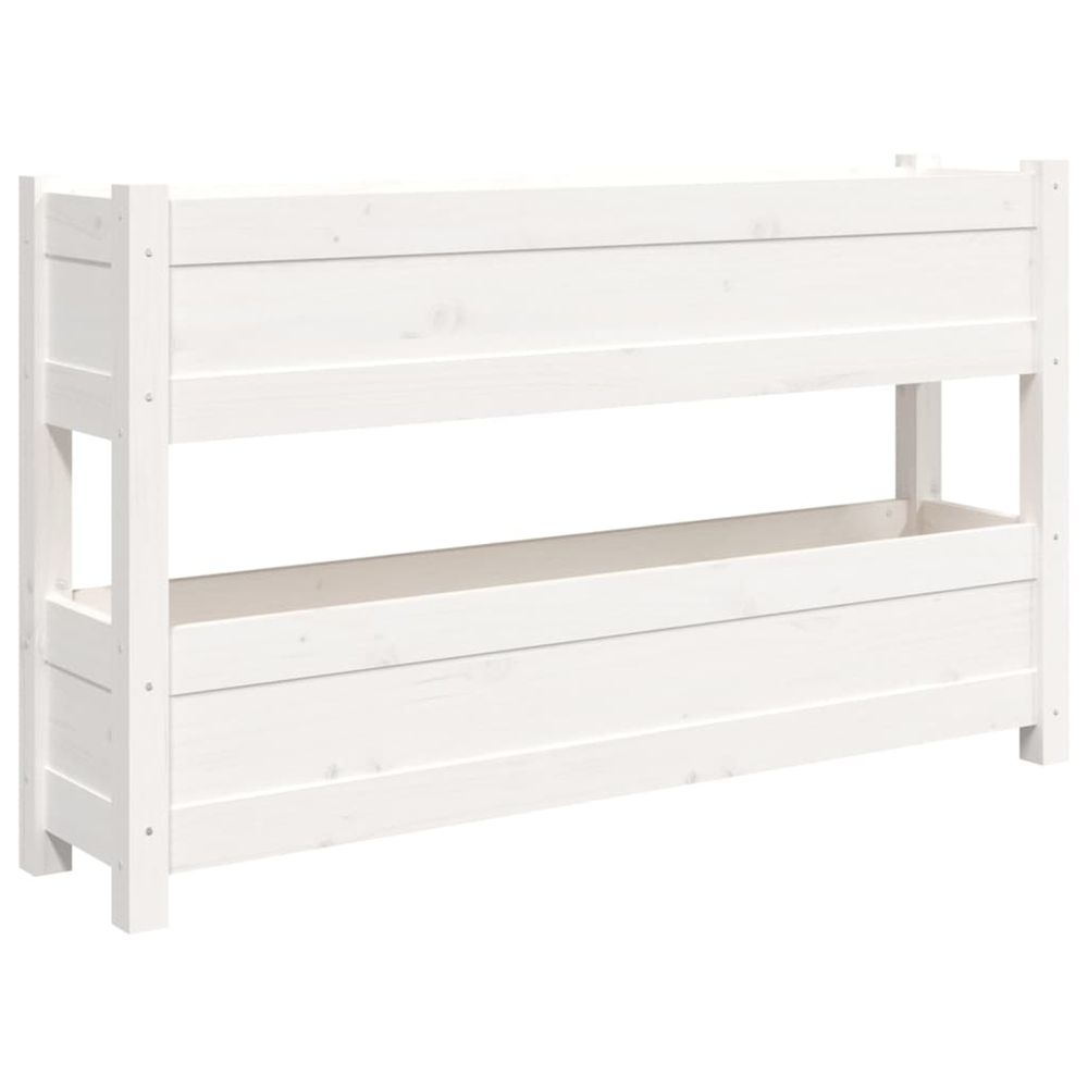 Jardinière d'extérieur blanc 112x25x66 cm bois massif de pin