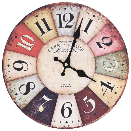 Horloge murale vintage colorée 30 cm