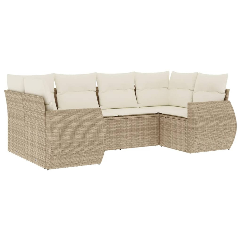 Salon de jardin avec coussins 6 pcs beige résine tressée