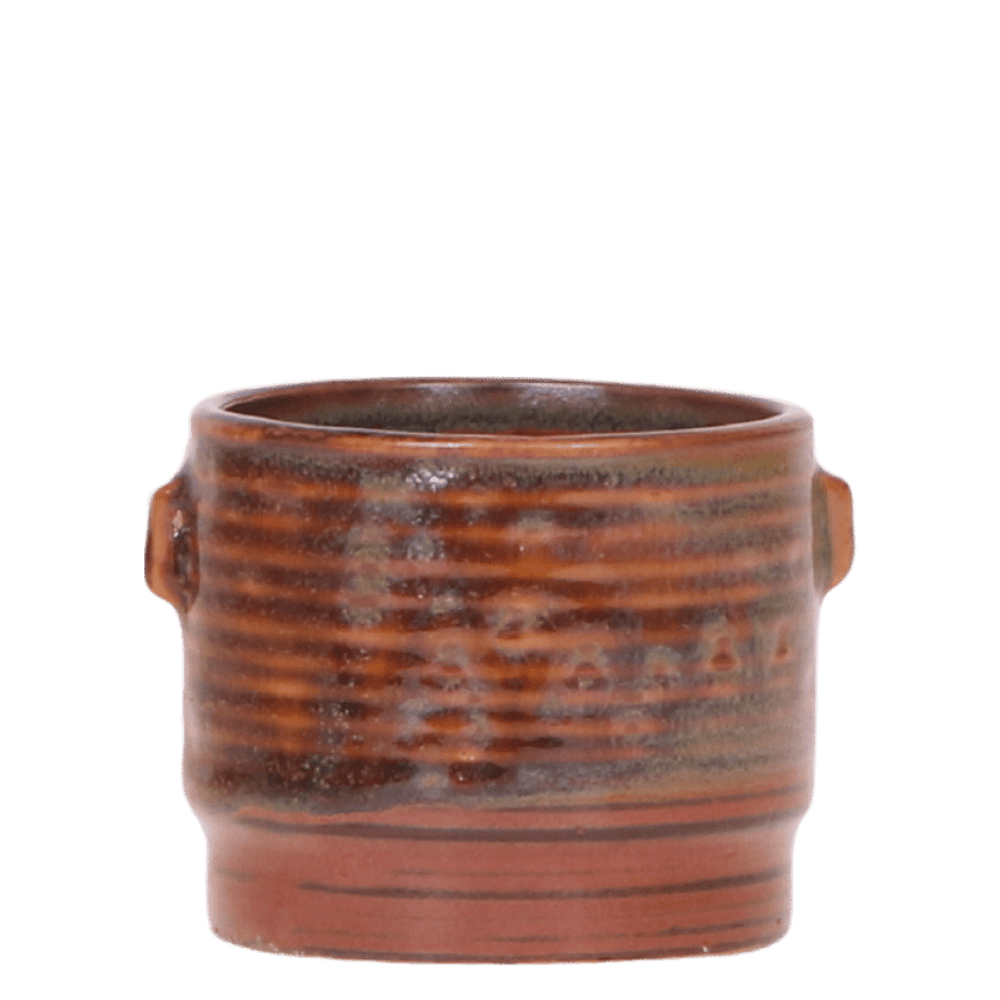Cache-pot céramique émail fondu - teintes chaudes - jaune - ø9cm