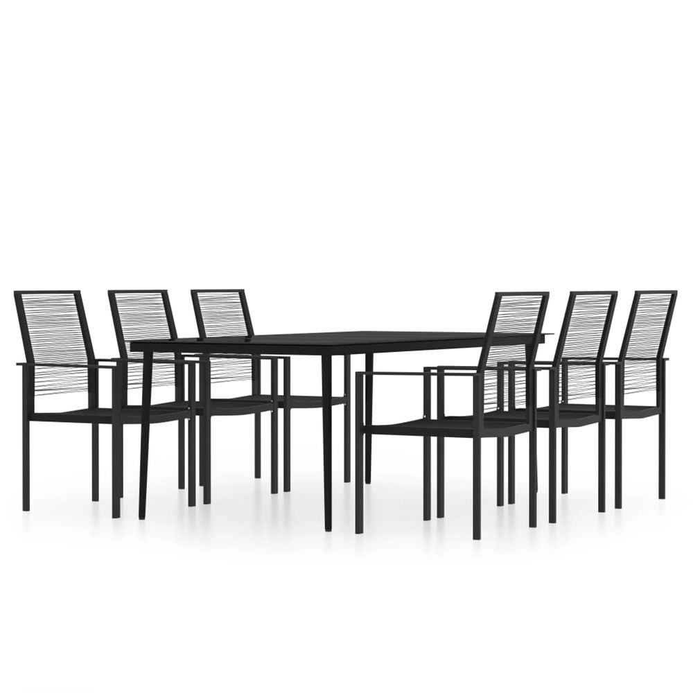 Ensemble à manger de jardin 7 pcs noir