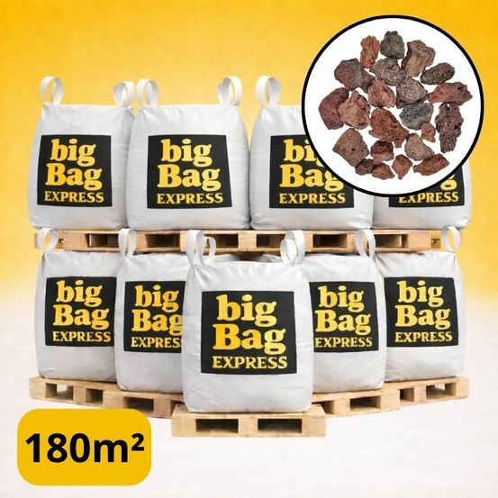 Pack 9 x big bag de 1m3 (+/- 180m²) gravier pouzzolane rouge / noir 15/25 mm - livraison standard