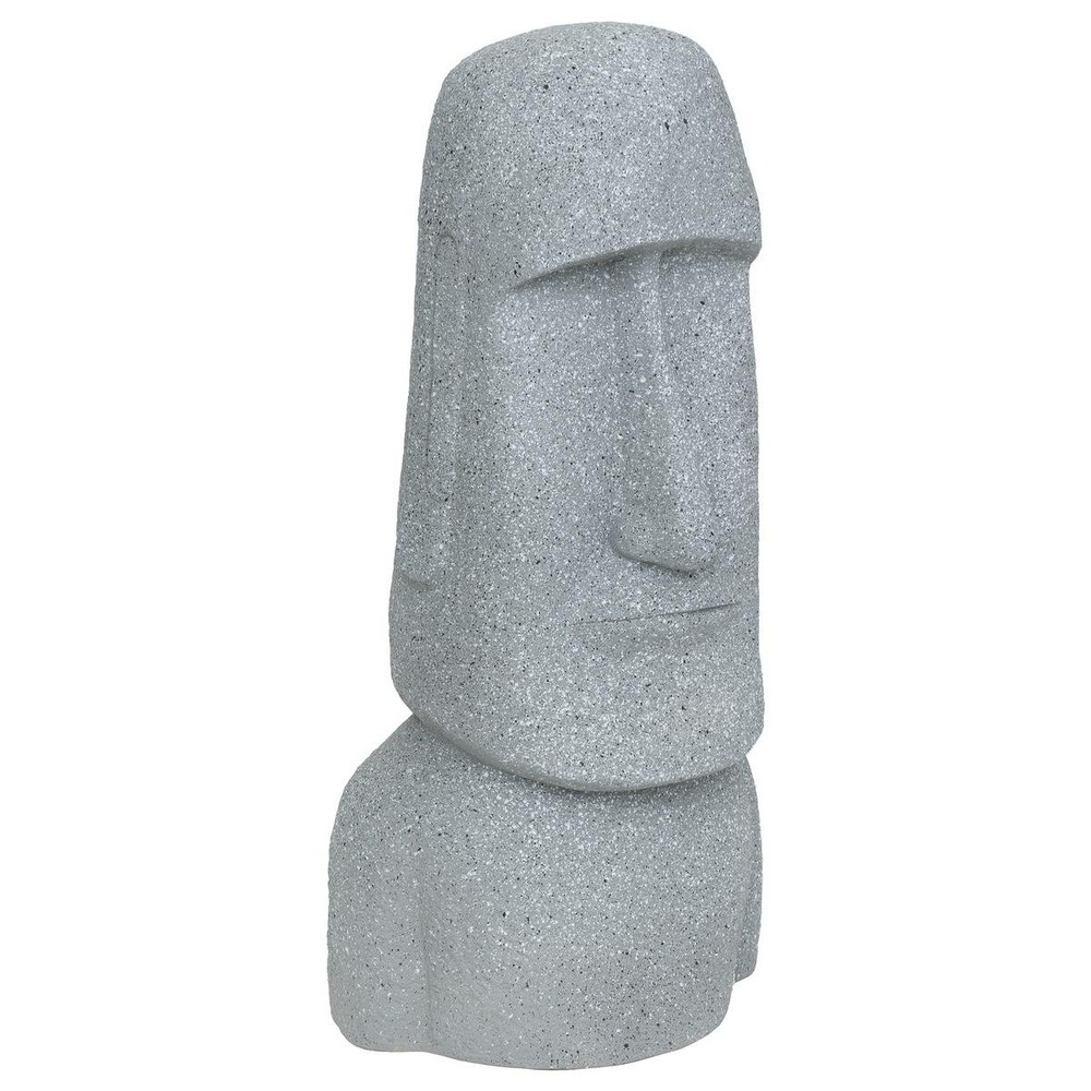 Statue déco extérieure moaï h.82cm magnésie gris