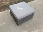 Tabouret mixte en rotin meubles de jardin d’extérieur gris avec coussin gris épais