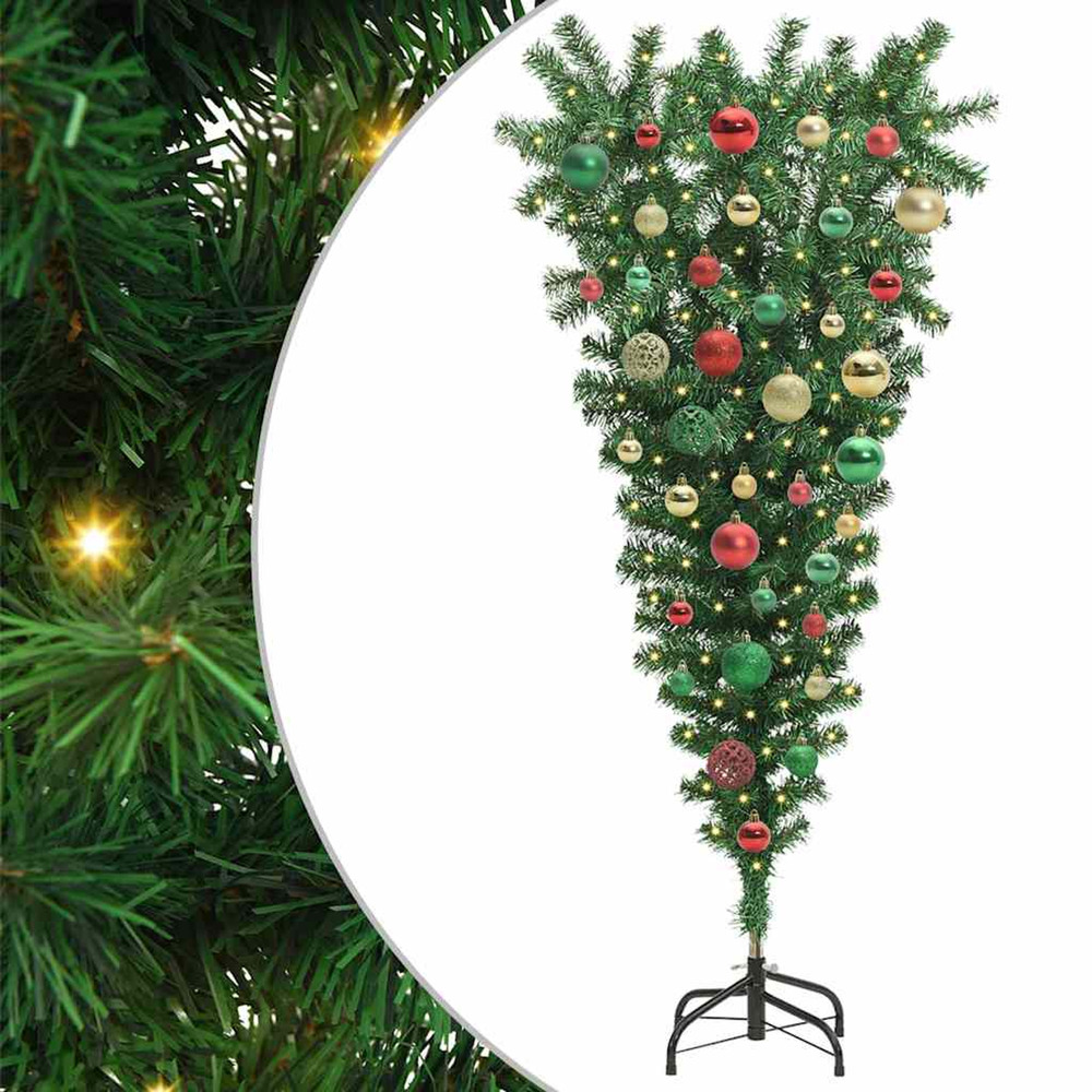 Sapin de noël artificiel pré-éclairé à l'envers avec ensemble de boules
