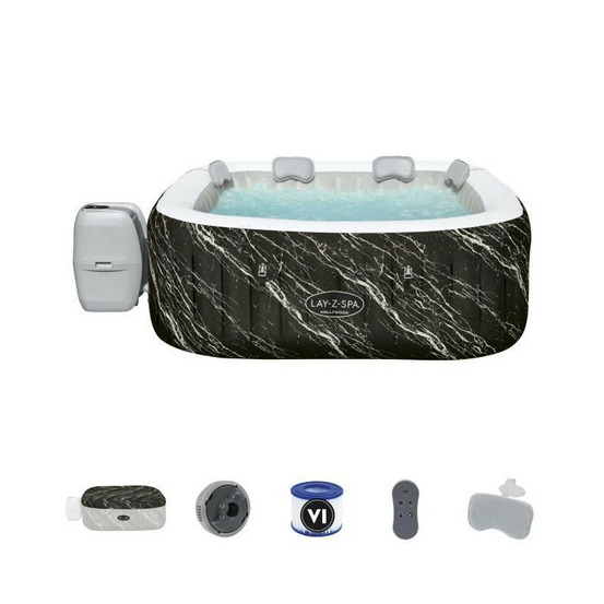 Spa gonflable bestway - lay-z-spa hollywood - 140 airjets - 180 x 180 x 66 cm - 4 a 6 places - carré (couverture, cartouche)