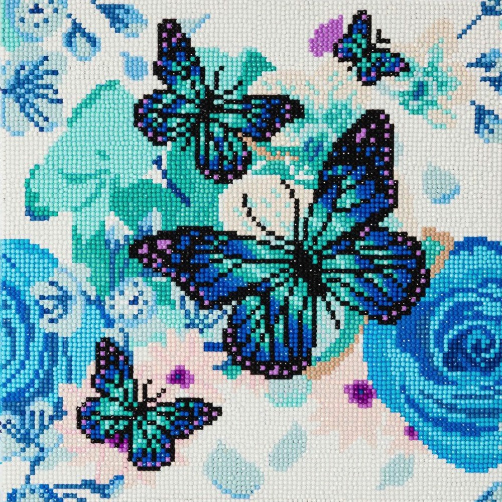 Tableau crystal art à diamanter - papillons - 30 x 30 cm