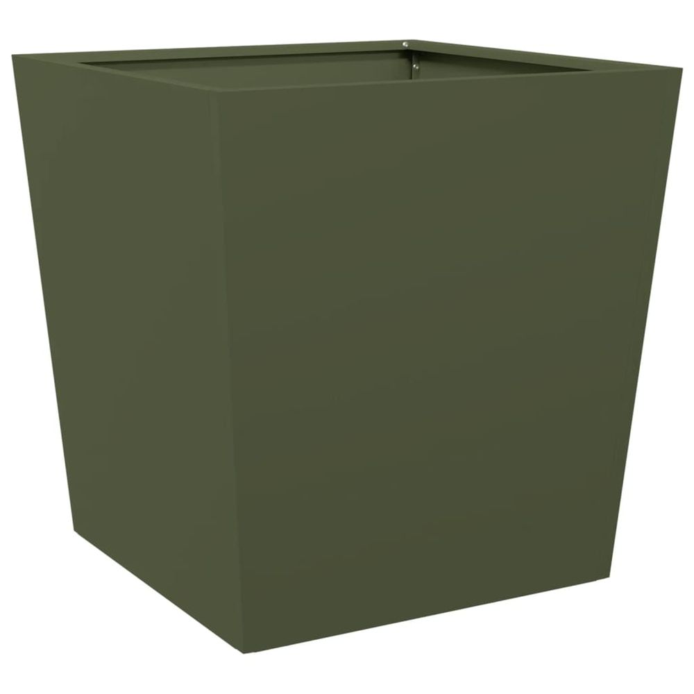 Jardinière d'extérieur vert olive 50x50x50 cm acier