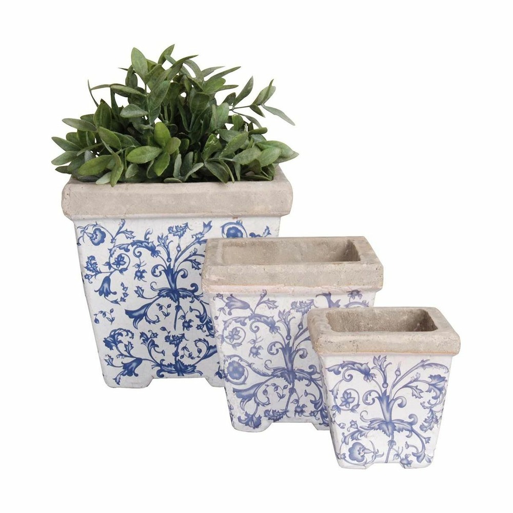 Pots en céramique patiné (lot de 3)