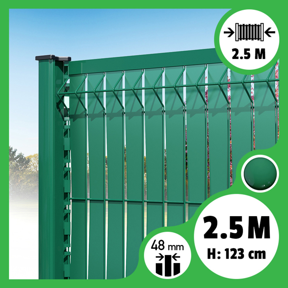 Brise-vue lattes aluminium n55 - vert - 123 cm, 2,50 mètres
