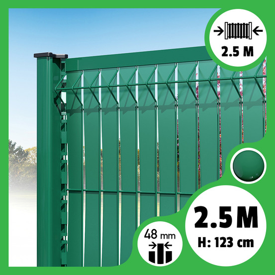 Brise-vue lattes aluminium n55 - vert - 123 cm, 2,50 mètres