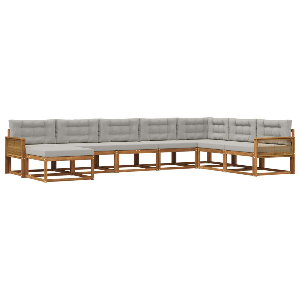 Ensemble de canapés d'extérieur 8 pcs naturel et gris clair